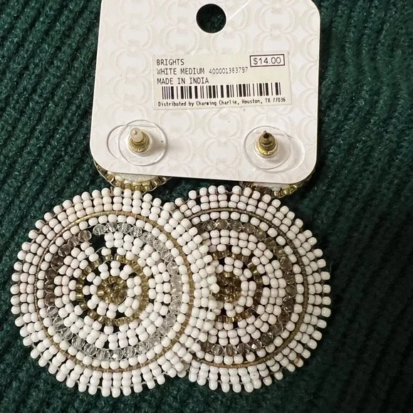 White Circle earrings. Charming Charlie - Picture 2 of 2